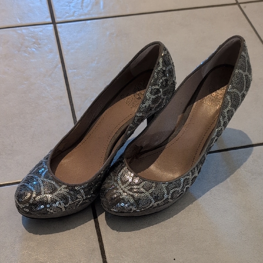 Vince Camuto Silver Sequin Heels